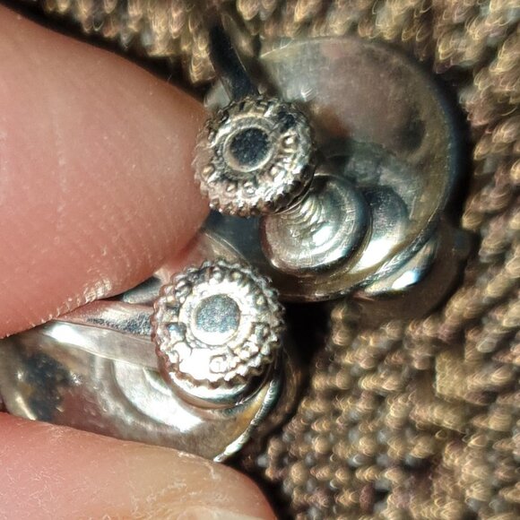 Vintage Bond Boyd Brown Rhinestone Sterling Silver Screw Back Earrings - Picture 8 of 11